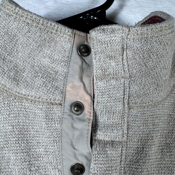 Woolrich 1/4 Snap Pullover Sweater Mens Medium Pocket Knit Sweater Neutral Beige - Picture 14 of 15